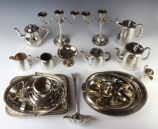A silver plated entree set and minor plated items 