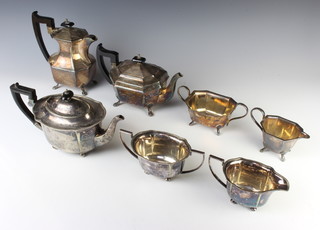A silver plated 4 piece octagonal tea and coffee set, a 3 piece ditto 