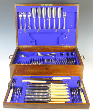 An Edwardian mahogany canteen of plated cutlery for 6 