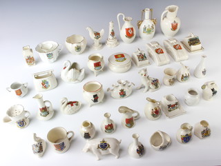A quantity of crested china including 2 tanks, cheese dish and cover etc 