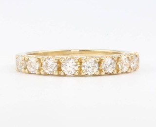 A 9ct yellow gold half eternity ring approx. 0.75ct, size L 1/2