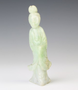 A jade carving of a standing lady 14cm 