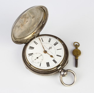 A gentleman's silver cased keywind hunter pocket watch 