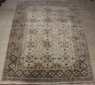 A blue and white ground Persian Kashan carpet 369cm x 280cm 