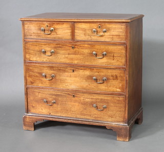 A Georgian mahogany chest fitted 2 short and 3 long drawers with brass swan neck drop handles, raised on bracket feet 100cm x 97cm x 53cm 