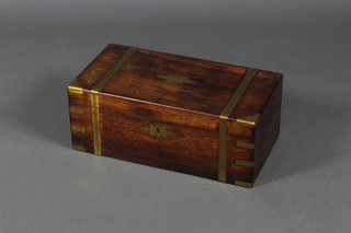 A Victorian rosewood and brass banded writing slope, the base fitted a drawer 19cm x 50cm x 26cm 