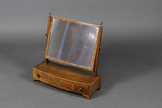 A 19th Century rectangular plate dressing table mirror contained in a mahogany swing frame, the base fitted 1 long and 2 short drawers, raised on bracket feet 53cm x 54cm x 21cm 