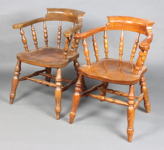 A beech framed smokers bow chair and 1 other 