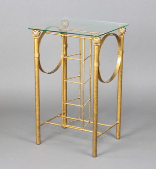 A rectangular plate glass and gilt metal occasional table raised on tubular supports 71cm x 45cm w x 40cm d 