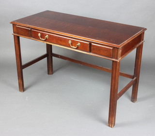 A Georgian style mahogany writing table by Drelex fitted 1 long drawer, raised on square tapered supports 76cm h x 114cm w x 56cm d 