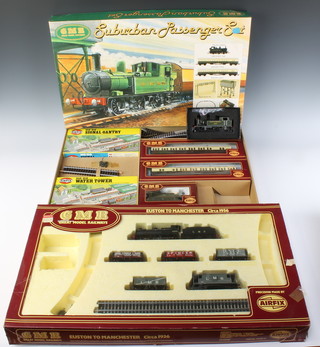 An Adams O2 00 gauge tank engine boxed, a GMR Suburban passenger train set boxed and comprising tank engine, 2 carriages, etc and a GMR Euston to Manchester circa 1936 part train set boxed with locomotive, tender, 5 goods vans (some track missing)  
