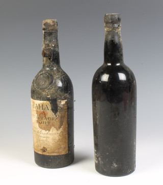 A bottle of 1970 Graham's vintage port and an unlabelled bottle of 1960 Taylor's vintage port   
