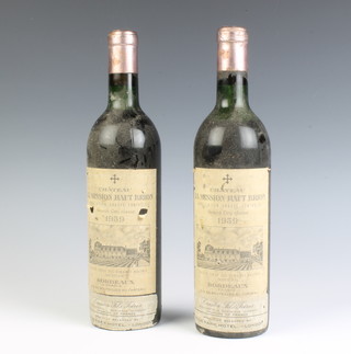 Two bottles of Chateau La Mission Haut-Brion Grand Cru 1959, supplied by Hyde Park Hotel London  