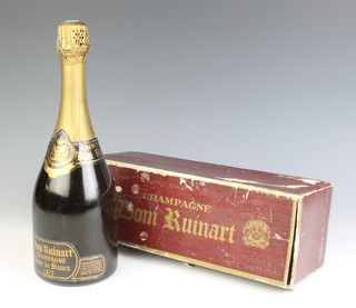 A bottle of 1973 Dom Ruinart Blanc de Blanc champagne, boxed 