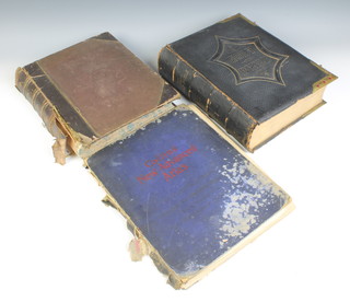The Illustrated National Family Bible, leather bound (slight damage to spine), 1 vol. "The Life of  Our Lord and Saviour Jesus Christ" with 500 illustrations, part leather bound (damage to spine), 1 vol. "Collins New Advanced Atlas" (damage to spine) 
