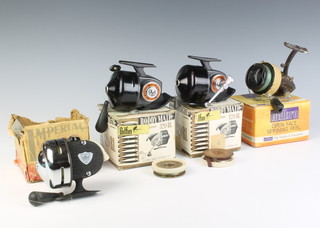 Two Roddy Matic 320-RL fishing reels, an Intrepid 60 reel and a Milbro Monarch 1 reel boxed