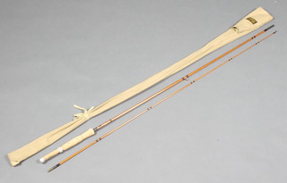 A Sharpes of Aberdeen "The Featherweight" 9' split cane fly rod in correct makers bag