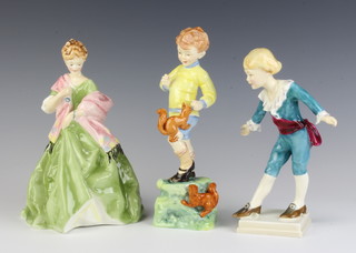 A Royal Worcester figure October 3417 19cm, a ditto The Bow 3359 17cm and First Dance 3629 18cm