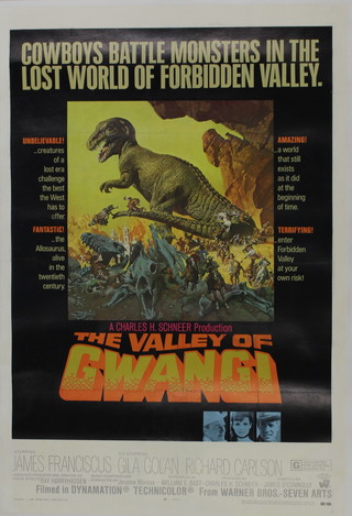 The Valley of Gwangi 1969, a US one sheet 27" x 41" movie poster from the Ray Harryhausen film
