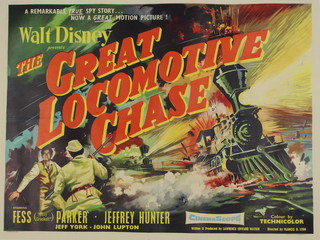 The Great Locomotive Chase 1956 by Disney, a quad 30" x 40" movie poster mounted on linen