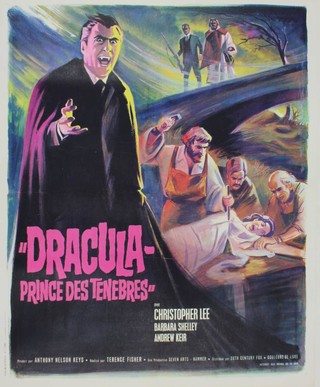Prince Des Tenebres (1966), "Dracula Prince of Darkness",  French "mini" movie poster 18" x 22"  mounted on linen 