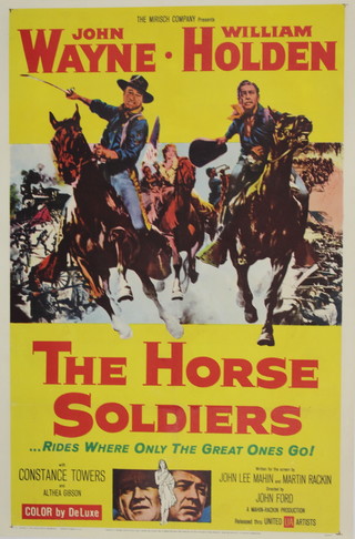The Horse Soldiers (1959), John Wayne, a US one sheet 27" x 40" movie poster, mounted on linen 