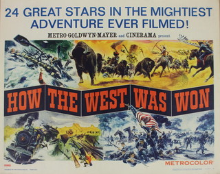 How The West Was Won (1964), a US half sheet 27" x 41" movie poster with a stamp on the middle - Approved province of Quebec