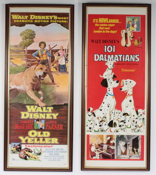 Disney's 101 Dalmations and Old Yeller, a pair of US insert movie posters 14" x 36" 