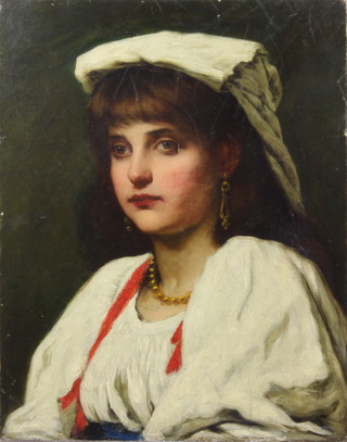 19th Century Continental oil on canvas, unsigned, portrait study of a young lady 52cm x 40cm 