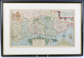 A map of "Parte of Surrey" with coloured borders 24cm x 41cm 