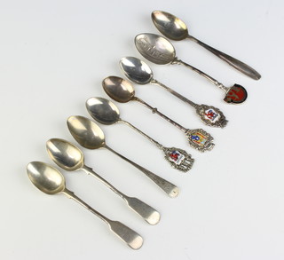 A silver and enamelled teaspoon Sheffield 1881, minor spoons, 80 grams