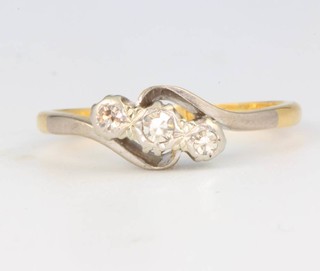 An 18ct yellow gold 3 stone diamond ring size L 1/2
