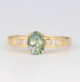 A 14ct yellow gold topaz and diamond ring size L 1/2
