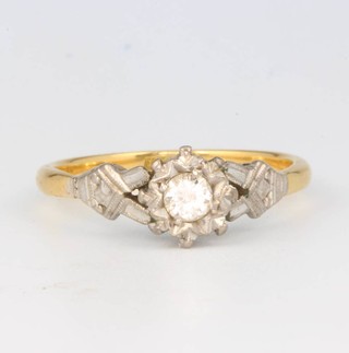 A yellow gold diamond cluster ring size P 1/2
