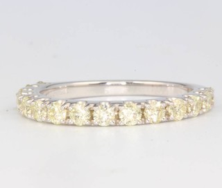 A 9ct white gold diamond 3/4 eternity ring approx. 0.77ct, size L 1/2 