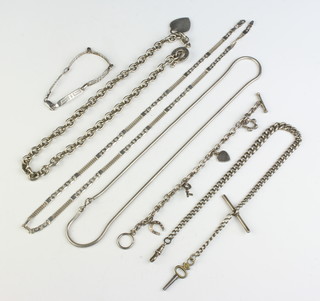 A silver necklace, 3 others and 2 bracelets 169 grams 