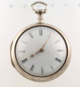 A silver pair cased keywind pocket watch London 1810 