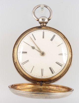 A gentleman's silver cased hunter keywind pocket watch 