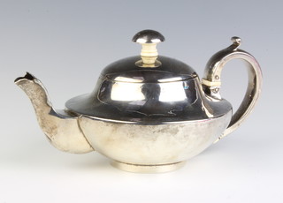 A Victorian silver batchelor's teapot with scroll handle, London 1841, 328 grams gross 