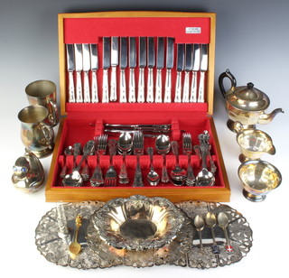 A canteen of Kings pattern cutlery for 10, minor plated items