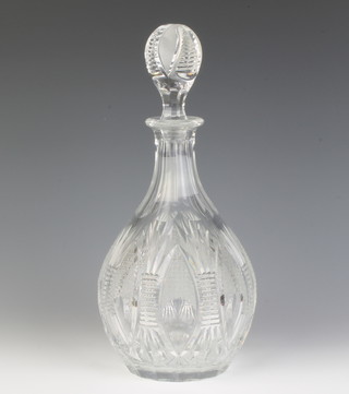 A cut crystal mallet shaped decanter and stopper 31cm 