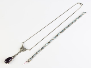 A silver bracelet and a ditto pendant and chain 27 grams