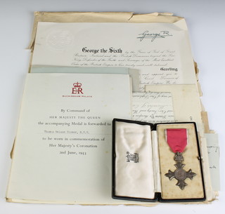 A MBE second type civilian issue, cased, together with associated ephemera 
