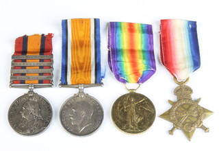 A group of medals to 5506 GNR.R.Smithers RFA, QSA with Cape Colony, Orange Free State, Transvaal and South Africa 1902 bars and trio to M2/050679 Pte.R.Smithers A.S.C ,