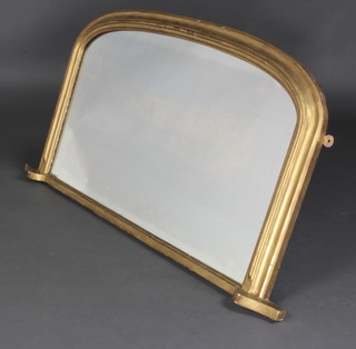 A Victorian D shaped over mantel mirror contained in a decorative gilt frame 56cm x 106cm x 8cm 