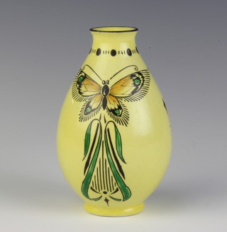 A Shelley Aesthetic baluster vase decorated butterflies, 12 cm h