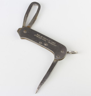 A Barlow Shackler knife marked "stainless steel" throughout 
