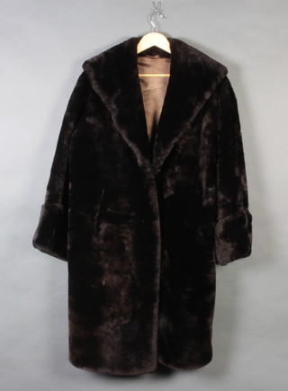 A lady's black beaver lamb full length coat 