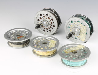 Two Speedex multiplier fly reels with 3 spare spools