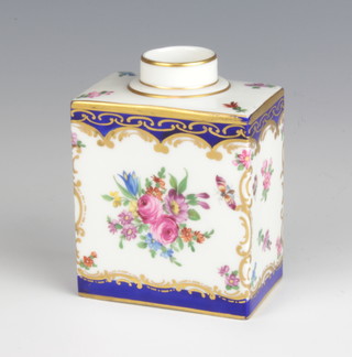 A 19th Century Samson style rectangular tea caddy decorated with spring flowers and insects 10cm 